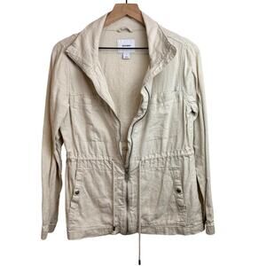 Old Navy Linen Blend Utility Jacket Military Cream S